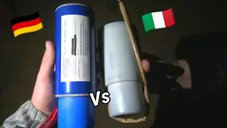 3"/75mm Italian Vs German SALUTE Cylindershell Comparison!! Colpo Scuro vs Bavaria Blitzknallbombe