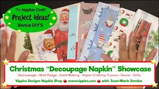 CHRISTMAS NAPKIN ART SHOWCASE / GIFT IDEAS! / EASY DIY “NAPKIN CARDS” ➡️ NO GLUE / PRODUCT REVIEWS!