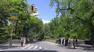 Driving thru the Central Park from Upper East Side to Upper West Side in Manhattan,New York