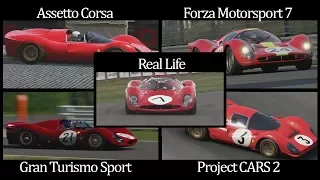 Assetto Corsa vs Forza 7 vs GT Sport vs Project CARS 2 vs Real Life Ferrari 330 P4 Sound Comparison