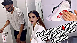 Period blood🩸prank on BF😂unexpected reaction| girlfriend | period #prank #reactionvideo #boyfriend