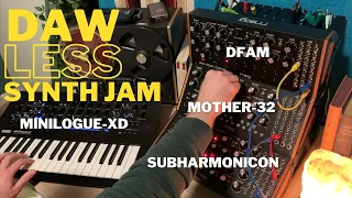 Ambient Moog DFAM, Mother-32, Subharmonicon, Korg Minilogue XD