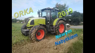 Nowy nabytek w akcji!!! Orka po rzepaku...Claas ares 697 Atz.