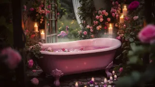 ✨Dream Garden Romantic Rose Bath | Gentle Rain 🌧 Candlelight | Sleep Therapy, Relaxation | 10 Hours