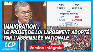 Immigration : le projet de loi largement adopté par l'Assemblée - 19/12/2023