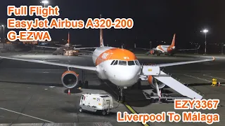 Full Flight: EasyJet Airbus A320-200 G-EZWA: Liverpool To Málaga February 2024