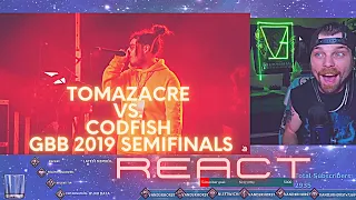 Tomazacre  Vs Codfish GBB 2019 Semifinals #react #beatbox #battle