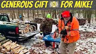 FIREWOOD | Splitting hickory rounds & stacking hickory limb wood