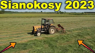 Sprzedam siano w kostkach prosto z łąki! | Sianokosy 2023 |  Przewracanie trawy w 4K | Ujęcia z góry