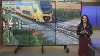 Close call caught on camera in The Netherlands shows cyclist narrowly avoiding oncoming train