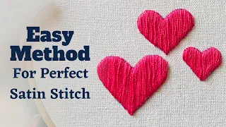 Easy Method for Perfect Satin stitch | Satin stitch on Heart | Afeei | Embroidery
