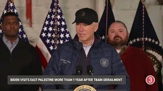 President Biden speaks in East Palestine more than 1 year after toxic Ohio train derailment