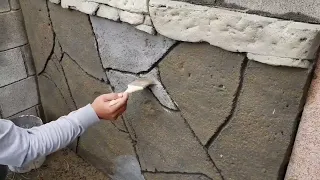 Flat stone on wall ,with just cement and sand