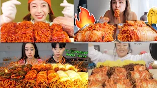 KIMCHI WRAPPED NUCLEAR FIRE NOODLES 🔥 ASMR COMPILATION