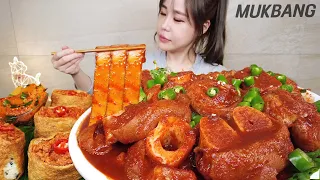 SUB) PICY BRASIED BEEF FEET WITH CHEONGYANG PEPPER WITH TOFU SUSHI REAL SOUND ASMR MUKBANG