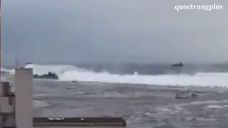 Japan Tsunami Caught On Camera   Ocean Overtops Wall