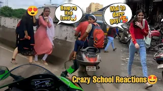 College and School Reactions on ZX10R 2022💚|Taking loud Superbike to Viva college🥵|Crazy reactions😍