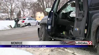 Monroe officer, pickup truck driver seriously injured in a crash