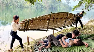 Start to Finish: Build a bamboo boat with a concrete shell TIMELAPSE - Couple Living off the grid