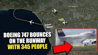 Lufthansa Boeing 747 BOUNCES TWICE and GOES AROUND [Real ATC  Audio and Footage]