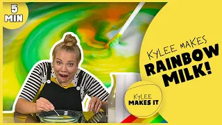 Kylee Makes Rainbow Milk | Color Changing Milk Science Experiments for Kids | Art Video for Kids