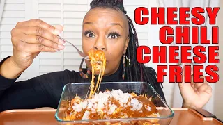 SUPER CHEESY CHILI CHEESE FRIES | MUKBANG | STORY TIME | EAT WITH ME