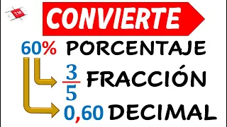 CONVERTIR PORCENTAJE A FRACCION Y DECIMAL // EJEMPLOS