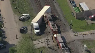 Train crashes into 18-wheeler in west Houston