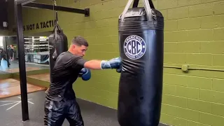 DMITRY BIVOL NEW TRAINING VIDEO WITH A HEAVY BAG