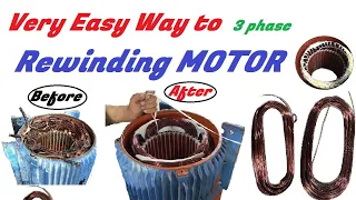 3 Phase Motor Rewinding. 50 HP (37 kw) three phase motor winding+connection winding full video