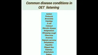 Common disease conditions in OET listening