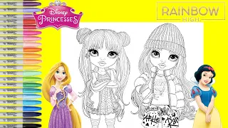 Rainbow High Makeover as Disney Princess Rapunzel and Snow White Coloring Book Pages