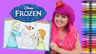 Coloring Elsa, Anna, & Olaf Frozen GIANT Coloring Page Crayons | COLORING WITH KiMMi THE CLOWN