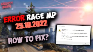 HOW TO FIX RAGE MP ERROR. GRAND RP. by Krusty Mods 25.10.2022