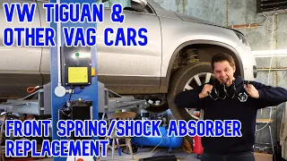 VW Tiguan Front Spring replacement and shock absorber removal. How to replace front coil spring