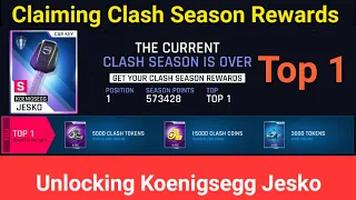 Unlocking jesko from clash store  | claiming top 1 clash reword | Asphalt 9 stock jesko performance.