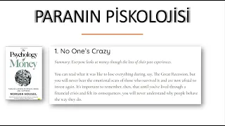 PARANIN PİSKOLOJİSİ MORGAN HOUSEL