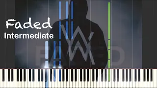 Alan Walker - Faded - Intermediate Piano Solo Tutorial (Sheet Music Available)