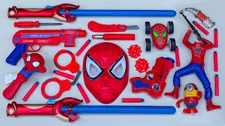 Some spider man action series guns & equipment - lightsabers, fan, crazy car, mp40 smg gun, minion