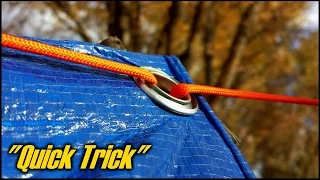 How To Setup A Tarp Using No Knots - "Quick Trick"