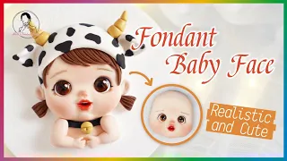 How to Make Fondant Face Tutorial｜Realistic Fondant Baby Girl Face｜Fondant Figures Tutorial｜翻糖人偶脸