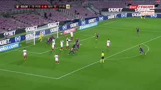 Barcelona vs Sevilla 2-0 gol goal Gerard Pique