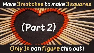 Make 3 Squares In 3 Moves (Part 2) | Tricky Matchstick Puzzles 🏆 #Yabadabadoo Game Challenge