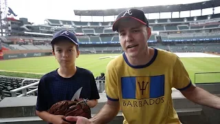 Helping a 12-year-old kid catch baseballs at SunTrust Park