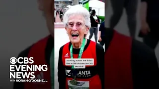 98-year-old Betty Lindberg completes a 5K, shattering the world record for her age group #shorts