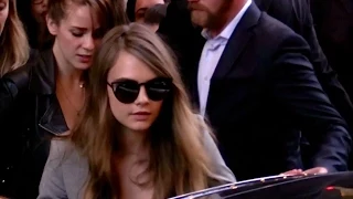 Cara Delevingne out of Galeries Lafayette and goes to Lancaster hotel in Paris