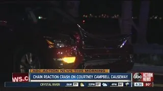Chain-reaction crash on Courtney Campbell Causeway