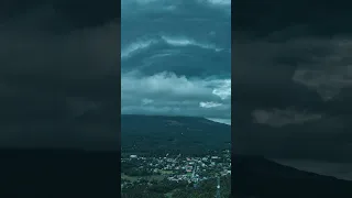 Swirling cloud formation near Mayon Volcano