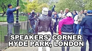 Listening to speeches at Speakers' Corner -- Hyde Park, London