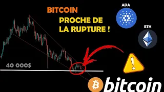 BITCOIN 😧 LE SUPPORT DES 40 000$ EST DÉCISIF ! + ETHEREUM 🥱 ET CARDANO 📈 analyse crypto monnaie fr